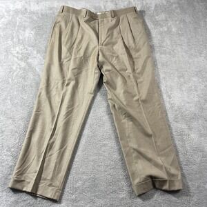 Vtg Lauren Ralph Lauren 100% Wool Khaki Beige Tan 40 Pants Trouser Office Formal